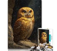 Puzzle Hibou Doré pour Adolescents 1000 Puzzles, Jouets Jeux Éducatifs Anti-Stress Liste de Souhaits avec Père Noël 38x26cm