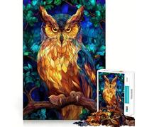 Puzzle Hibou en Vitrail 1000 Pièces pour Adolescents Jeu de Réflexion Design Amusant et Décontracté Cadeau Élégant 50x75cm