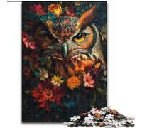 Puzzle Hibou Fleurs 1000 pièces pour Adolescents, Jeu éducatif Familial, idéal pour la décoration de Bureau (26x38cm)