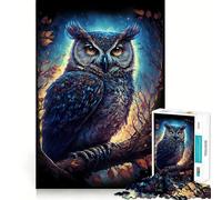 Puzzle Hibou Gardien de Nuit 1000 pièces Jeu de réflexion Difficile pour Adultes Stimule la mémoire Découpe de qualité supérieure (50x75cm)