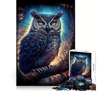 Puzzle Hibou Gardien de Nuit 1000 Pièces pour Adultes Jeu de Concentration et de Réflexion Loisirs à Domicile Bordure Fine Cadeau de Noël (38x26cm)