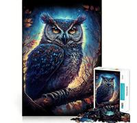 Puzzle Hibou Gardien de Nuit 1000 Pièces pour Adultes Jeu de Concentration et de Réflexion Loisirs à Domicile Bordure Fine Cadeau de Noël (38x26cm)