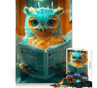 Puzzle Hibou lisant Le Journal pour Adultes, 1000 pièces, pour stimuler la mémoire, se détendre et s'amuser Bords précis Joli Cadeau (38x26cm)