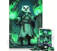 Puzzle Hibou Magicien aux Flammes Vertes 1000 Pièces Puzzle Adultes Cadeau Jeu de Réflexion Loisirs Qualité Joli Cadeau (38x26cm)