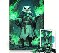 Puzzle Hibou Magicien aux Flammes Vertes pour Adolescents 1000 Pièces Jeu de Logique Solide Silencieux et Calme Bords Nets Cadeau Élégant (50x75cm)