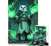 Puzzle Hibou Magicien aux Flammes Vertes pour Adolescents 1000 Pièces Jeu de Logique Solide Silencieux et Calme Bords Nets Cadeau Élégant (50x75cm)