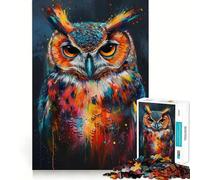 Puzzle Hibou Magique Difficile pour Adultes 1000 Pièces Stimule la Mémoire Jeu Apaisant Découpe Premium Cadeau Parfait (50x75cm)