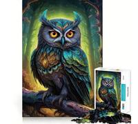 Puzzle Hibou Mystique 1000 Pièces pour Adultes Jeu de Concentration et de Réflexion Jeu Silencieux et Amusant Bords Serrés Cadeau de Père Noël (38x26cm)