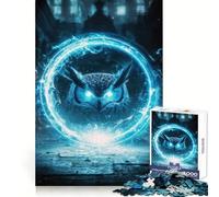 Puzzle Hibou Mystique avec Cercle Lumineux pour Adultes 1000 Pièces Jeu de Concentration et de Détente Bordure Stricte Cadeau de Père Noël (38x52cm)