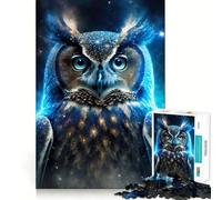 Puzzle Hibou Nébuleuse Mystique 1000 Pièces Cadeau pour Adultes Jeu de Réflexion Jeu de Partage Découpe Soigneuse Surprise d'anniversaire (38x26cm)