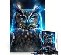 Puzzle Hibou Nébuleuse Mystique 1000 Pièces Cadeau pour Adultes Jeu de Réflexion Jeu de Partage Découpe Soigneuse Surprise d'anniversaire (38x26cm)