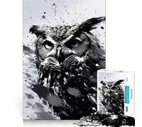 Puzzle Hibou Noir et Blanc 1000 pièces pour Adolescents, Jeu de réflexion, Design paisible et Amusant, Cadeau Unique (38x52cm)