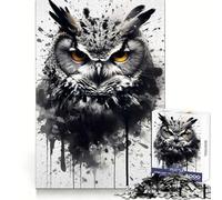 Puzzle Hibou Noir et Blanc 1000 Pièces pour Adultes Jeu de Concentration et de Réflexion Loisirs à Domicile Bordure Fine Cadeau de Noël (38x26cm)