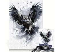 Puzzle Hibou Noir et Blanc 1000 Pièces pour Adultes Jeu de Logique et de Développement Amusant à Coopérer Finition Premium Cadeau Élégant (50x75cm)