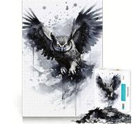 Puzzle Hibou Noir et Blanc 1000 Pièces pour Adultes Jeu de Logique et de Développement Amusant à Coopérer Finition Premium Cadeau Élégant (50x75cm)
