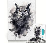 Puzzle Hibou Noir et Blanc Difficile pour Adultes 1000 Pièces Jeu Intelligent Maison Amusant Assembler l'image Cadeau Festif (38x52cm)