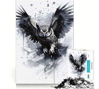 Puzzle Hibou Noir et Blanc Difficile pour Adultes 1000 Pièces Jeu Intelligent Maison Amusant Assembler l'image Cadeau Festif (38x26cm)