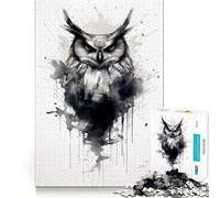 Puzzle Hibou Noir et Blanc pour Adolescents 1000 Pièces Jeu de Réflexion Amusant en Intérieur Découpe de Qualité Cadeau Créatif (50x75cm)