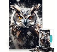 Puzzle Hibou Noir et Blanc pour Adultes, 1000 pièces, Casse-tête cérébral, Plaisir Lent, Assemblage d'image, Cadeau Parfait (38x52cm)