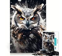Puzzle Hibou Noir et Blanc pour Adultes 1000 Pièces Jeu de Réflexion Détente et Image à Assembler Cadeau de Noël (38x26cm)