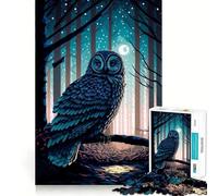 Puzzle Hibou Nuit Lune pour Adolescents 1000 Pièces Stimule la Mémoire Jeu d'Intérieur Image à Assembler Cadeau de Vacances (38x52cm)