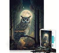 Puzzle Hibou Nuit pour Adolescents 1000 Pièces Jeu Intelligent à Partager en Famille Motif à Assembler Vœux du Père Noël (38x52cm)