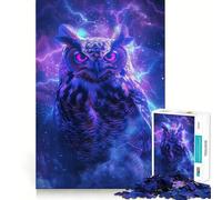 Puzzle Hibou Oiseau Espace 1000 Pièces pour Adultes Jeu Cognitif et de Partage Motif à Assembler Cadeau de Noël (38x52cm)