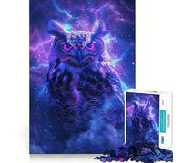 Puzzle Hibou Oiseau Espace pour Adultes 1000 Pièces Stimule la Mémoire Loisirs Amusants Bords Précis Joli Cadeau (50x75cm)