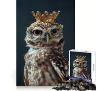 Puzzle Hibou Oiseau Mignon Roi 1000 Pièces pour Adultes Jeu de Logique et de Développement Amusant à Jouer Ensemble Bordure Premium Cadeau Élégant (38x52cm)