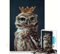 Puzzle Hibou Oiseau Mignon Roi pour Adultes 1000 Pièces Stimule la Mémoire Passe-Temps à la Maison Bords Nets Cadeau Élégant (50x75cm)