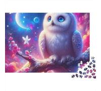 Puzzle Hibou Oiseau Nocturne Étoilé 1000 pièces Carton recyclé Robuste et sans poussière Loisirs à la Maison et détente pour Toute la Famille et Les Adultes Activité d'intérieur 70x50cm/1000 pièces