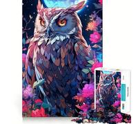 Puzzle Hibou Parmi Les Fleurs la Nuit pour Adultes, 1000 pièces, Puzzle cérébral à Assembler Lentement, Cadeau Parfait (38x26cm)