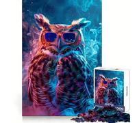 Puzzle Hibou Peint en Couleurs 1000 Pièces pour Adultes Jeu de Concentration et de Réflexion Loisirs à Domicile Bordure Fine Cadeau de Noël (38x52cm)