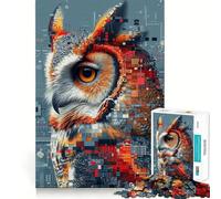 Puzzle Hibou Pixelisé pour Adolescents 1000 Pièces Jeu Intelligent et Apaisant Découpe Facile Cadeau 38x26cm