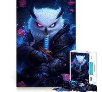 Puzzle Hibou Samouraï Animal 1000 Pièces Jeu de Détente et d'apprentissage Pièce de Collection Art Découpée avec Précision (50x75cm)