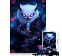 Puzzle Hibou Samouraï Animal pour Adolescents 1000 Pièces Jeu de Réflexion Amusant en Intérieur Qualité Découpe Créative Cadeau (38x26cm)
