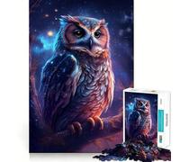 Puzzle Hibou sous la Voie lactée pour Adolescents 1000 pièces Jeu intellectuel Détente et Calme Découpe de qualité Cadeau saisonnier (38x26cm)