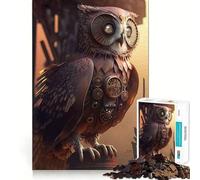 Puzzle Hibou Steampunk 1000 pièces pour Adolescents, Jeu de logique Clair, Loisirs faciles, découpe Parfaite, Cadeau d'anniversaire 38x52cm