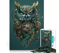 Puzzle Hibou Steampunk pour Adultes, 1000 Pièces, Renforce la Mémoire, Calme et Agréable, Bords Nets, Pièce de Collection 50x75cm