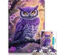 Puzzle Hibou Violet 1000 pièces pour Adultes et Adolescents, Jeux Amusants, Chaque pièce est Unique - Jeu Familial Stimulant et Amusant 38x26cm