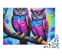 Puzzle Hibou Violet Oiseau Nocturne 1000 Pièces Carton Solide et Lisse-Activité Calme et Moment de Loisirs Idéale pour Les Seniors,Les Adultes,Les Familles et Les Débutants-70x50cm/1000 pièces