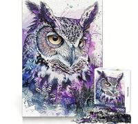 Puzzle Hibou Violet pour Adultes, 1000 pièces, Casse-tête cérébral, Plaisir Lent, Assemblage d'image, Cadeau Parfait (38x26cm)