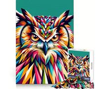 Puzzle Hibou WPAP Coloré Pop Art 1000 Pièces pour Adultes Jouet Cognitif Motif de Partage Assemblage Cadeau de Noël (38x26cm)