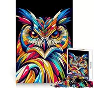 Puzzle Hibou WPAP Coloré Pop Art pour Adolescents 1000 Pièces Jeu de Logique et de Détente Apaisant Découpe Exacte Cadeau de Père Noël (38x26cm)