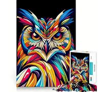 Puzzle Hibou WPAP Coloré Pop Art pour Adolescents 1000 Pièces Jeu de Logique et de Détente Apaisant Découpe Exacte Cadeau de Père Noël (38x26cm)