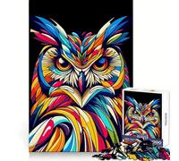Puzzle Hibou WPAP Coloré Pop Art pour Adultes 1000 Pièces Jeu de Logique Solide Anti-Tension Bords Transparents Cadeau Premium (50x75cm)