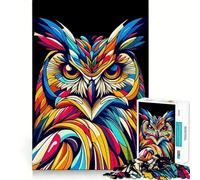 Puzzle Hibou WPAP Coloré Pop Art pour Adultes 1000 Pièces Jeu de Logique Solide Anti-Tension Bords Transparents Cadeau Premium (50x75cm)
