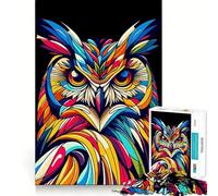 Puzzle Hibou WPAP Coloré Pop Art pour Adultes 1000 Pièces Stimule la Mémoire Passe-Temps à la Maison Bords Nets Cadeau Élégant (38x52cm)