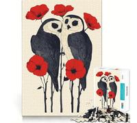Puzzle Hiboux et Coquelicots pour Adolescents 1000 pièces Jeu de logique Robuste, Silencieux et aux Bords Nets, Cadeau élégant (38x52cm)