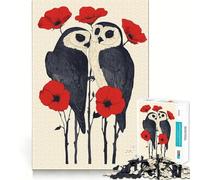 Puzzle Hiboux et Coquelicots pour Adultes, 1000 pièces, Stimule la mémoire, Passe-Temps à la Maison, Bords Nets, Cadeau élégant (50x75cm)